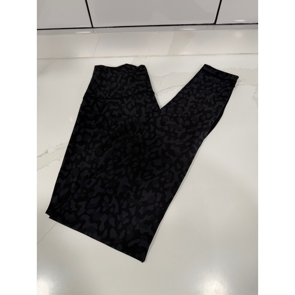 Lululemon High Rise Leggings Black Charcoal Animal Camo Print Womens Yoga Pants